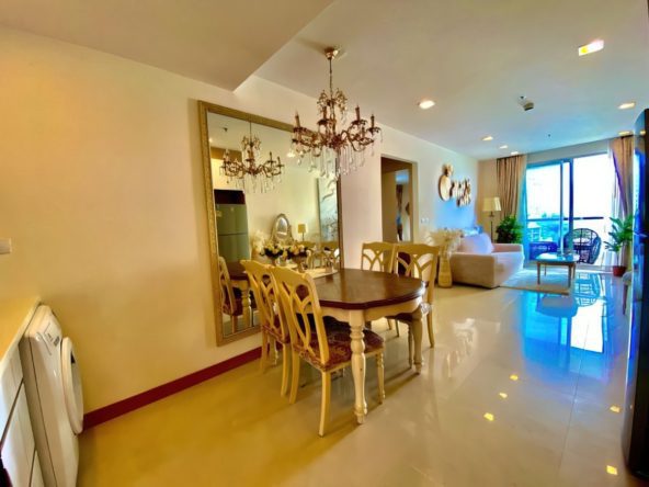“Spacious living room in 2-bedroom Palm Condotel Pattaya condo for sale”
