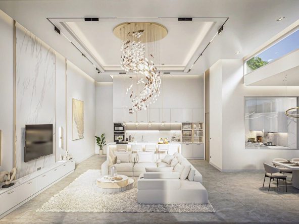 luxury private villa with modern interior design, private pool, spacious living areas and high-end finishes