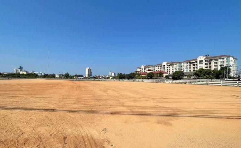 Aerial view of the 4 Rai land available for sale in the bustling heart of Pattaya, Thailand.