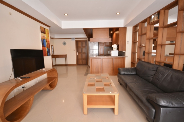 Fully furnished living room of a 2-bedroom condo at Jomtien Beach Condominium.