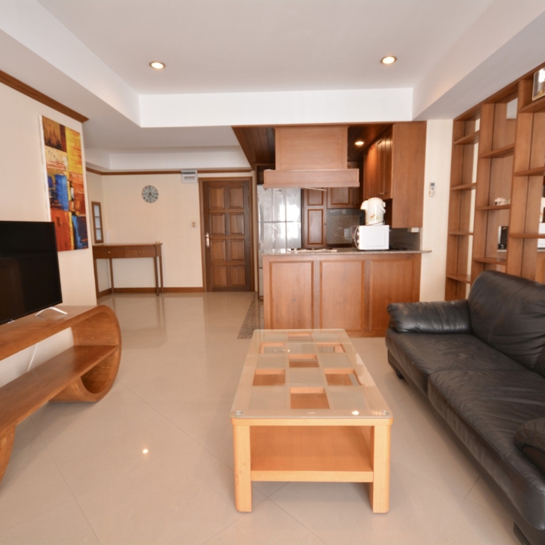 Fully furnished living room of a 2-bedroom condo at Jomtien Beach Condominium.