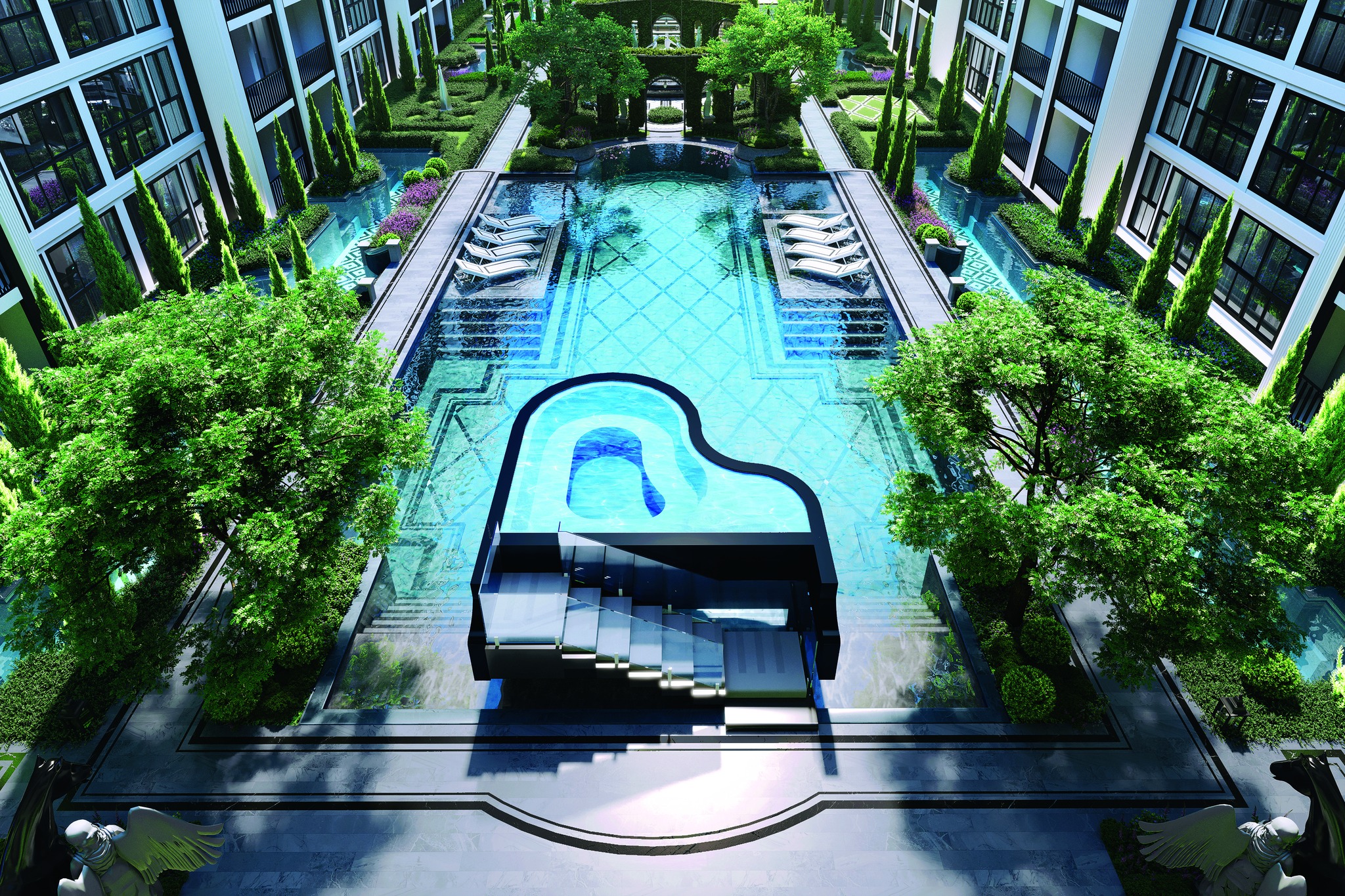 Communal swimming pool at 𝐄𝐌𝐁𝐀𝐒𝐒𝐘 𝐏𝐀𝐓𝐓𝐀𝐘𝐀 luxury condominium.