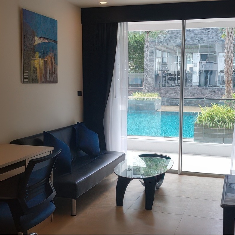 1-bedroom condo for sale in The Cliff Pattaya, 1st floor, pool view, fully furnished, company name ownership