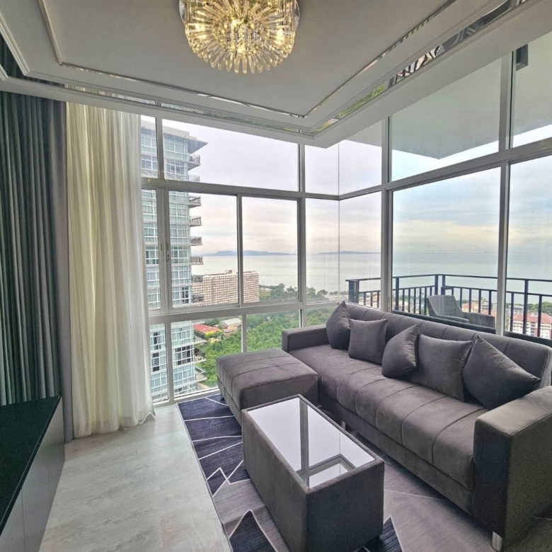 2-bedroom condo for rent in The Grand AD Jomtien Pattaya, sea view, pet friendly, 26th floor, fully furnished