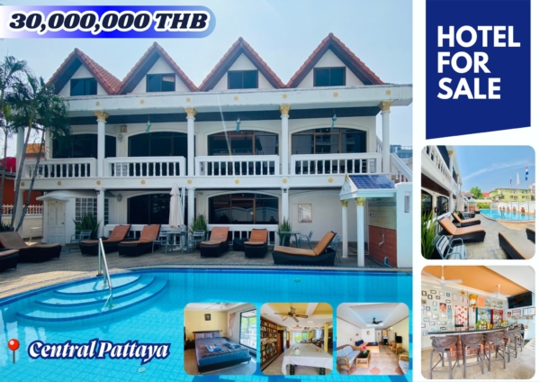 3-star hotel for sale in Central Pattaya, 21 rooms, licensed, near Pattaya Beach and shopping malls