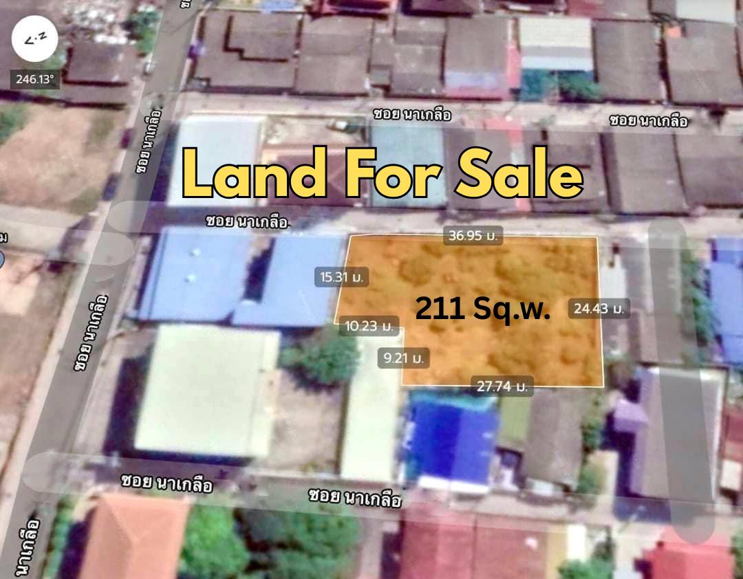 Land for sale in Soi Naklua 13 North Pattaya, 211 sq.wah plot near Wongamat Beach