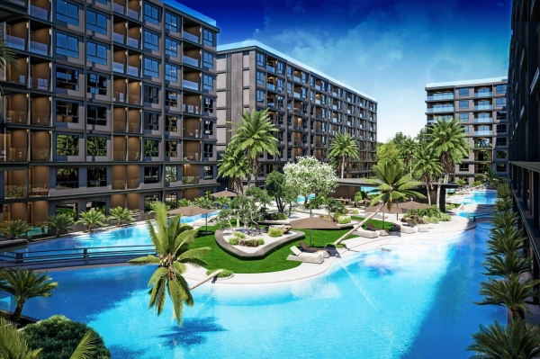 Zenith 2 Pattaya luxury condo with resort-style lagoon swimming pool and tropical landscaped courtyard
